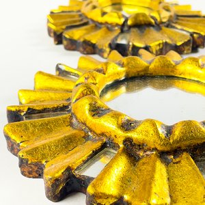 Lote de 4 Espejos Solares Decorativos en Madera Dorada - imagen 4