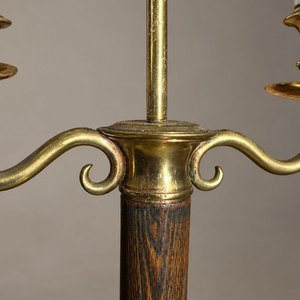 Lámpara de Mesa Clásica Madera y Bronce Dorado con Pantalla Blanca - imagen 2