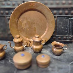 Conjunto Miniatura de Té en Cobre con Bandeja y Tapa Azul - imagen 3