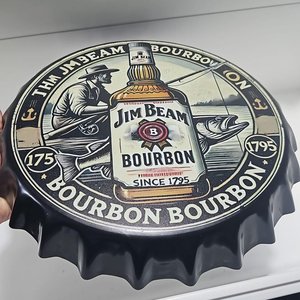 Cartel Decorativo Chapa Tapa Cerveza Jim Beam Bourbon - imagen 1