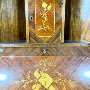 Mueble Esquinero Francés Caoba Marqueterie Bronce Patas Galbeadas - imagen 2