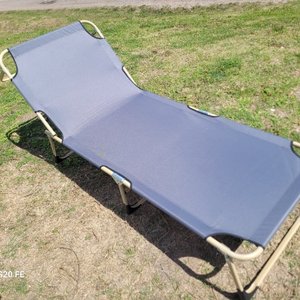 Catre Plegable para Camping - Tela Gris y Caños Beige - imagen 5