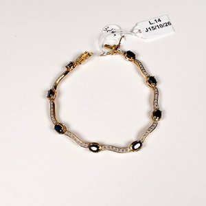 Pulsera de Plata con Baño de Oro, Zafiros y Diamantes - 19 cm - imagen 2