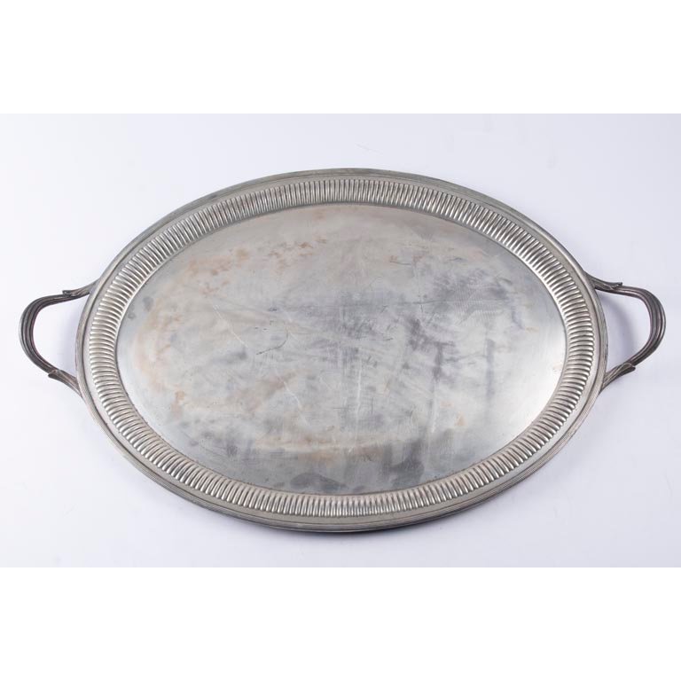 Bandeja Oval de Plata Inglesa con Asas