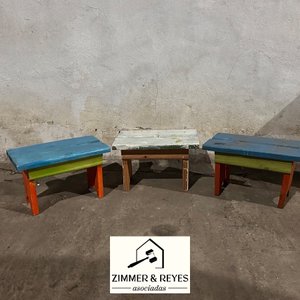 Tres Banquitos de Madera Pintados - imagen 4