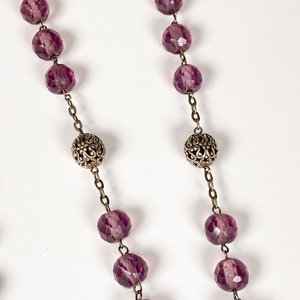 Dos Rosario de Cristal Morado y Cuentas Metálicas con Cruces - imagen 6