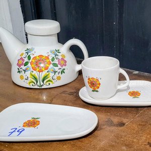 Juego de Desayuno Cerámica con Flores - imagen 3