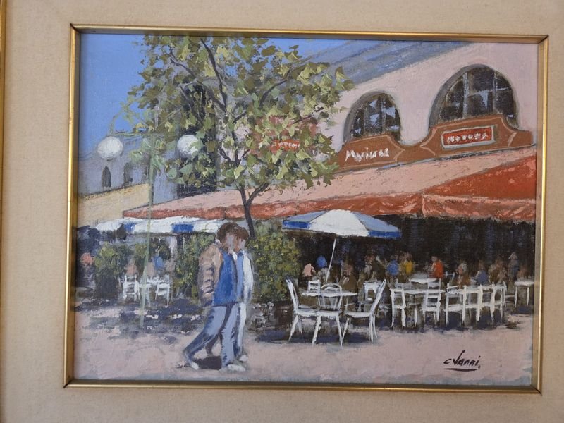 Óleo del artista Cesar Vanni. Mercado del Puerto- Montevideo. - imagen 3