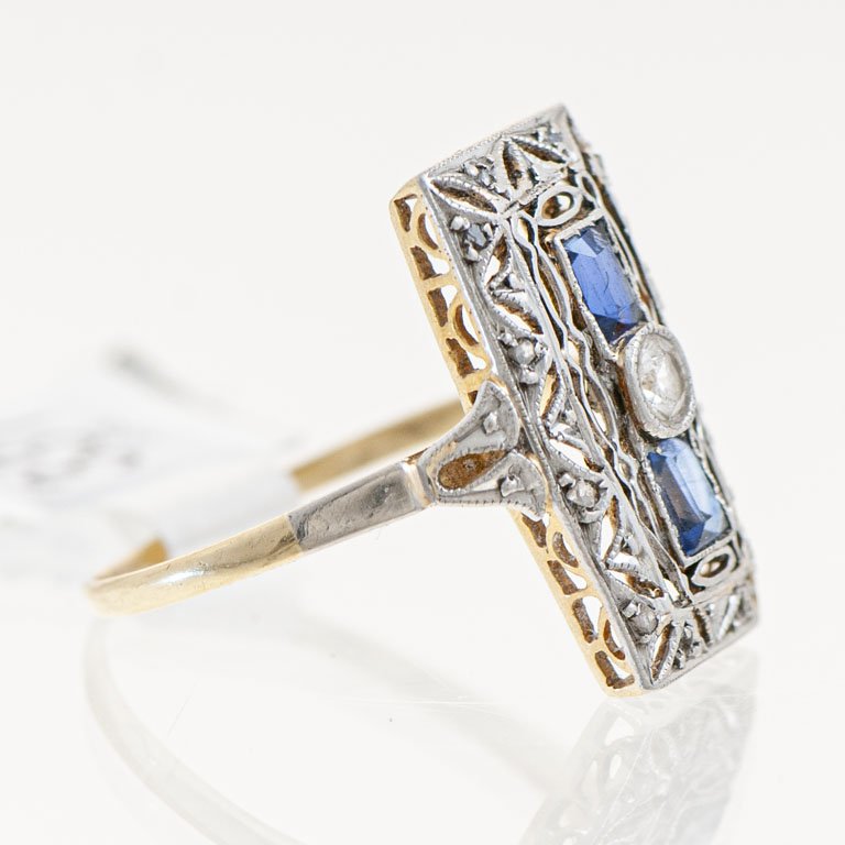 Anillo de oro con zafiros y circonias - imagen 2