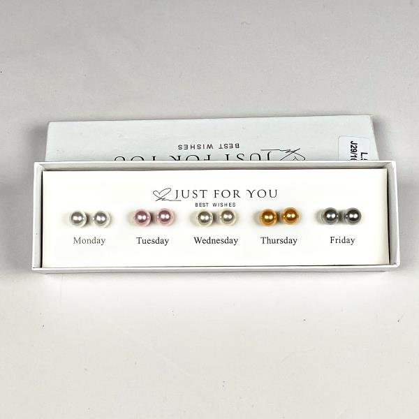 Set de 5 Pares de Caravana con Perlas Fantasía