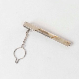Trabacorbatas de Plata y Oro Double con Cadena - 6 cm - imagen 1