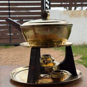 Fondeau de Bronce Pulido con Quemador y Bandeja - imagen 5