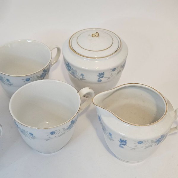 Juego de té hermoso en porcelana blanca y azul - imagen 3