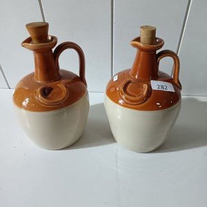 Par de Porrones Antiguos de Cerámica con Tapa de Corcho - imagen 5