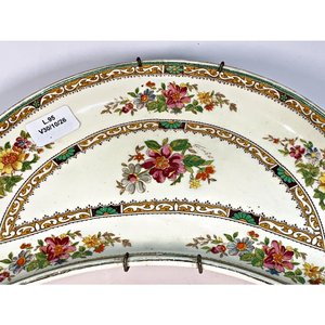 Fuente de Loza Inglesa "Creampetal" Grindley Beige Decoración Floral Media Luna 20x13cm - imagen 3