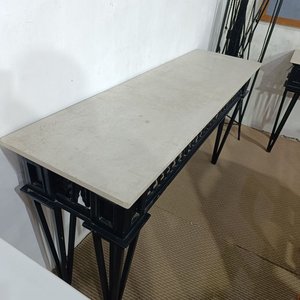 Mesa de Arrimo en Hierro Forjado con Tapa de Marmolina - imagen 6