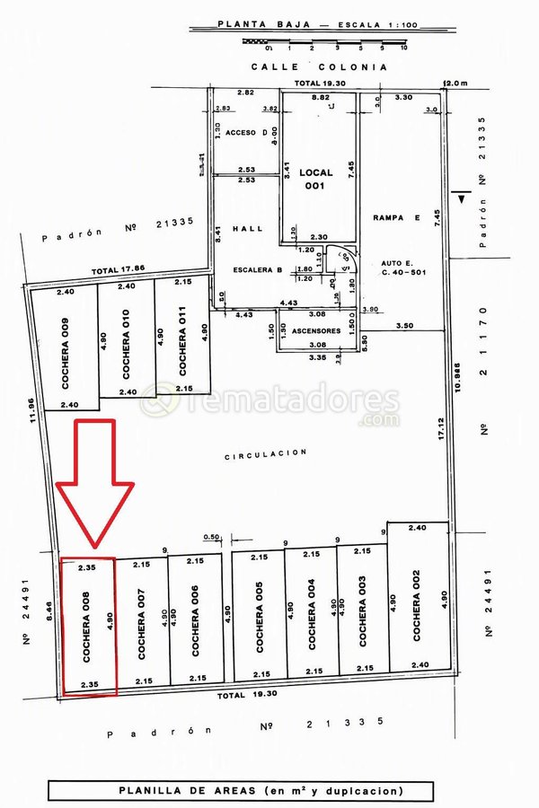 Plano de Areas y Edificaciones en Calle Colonia