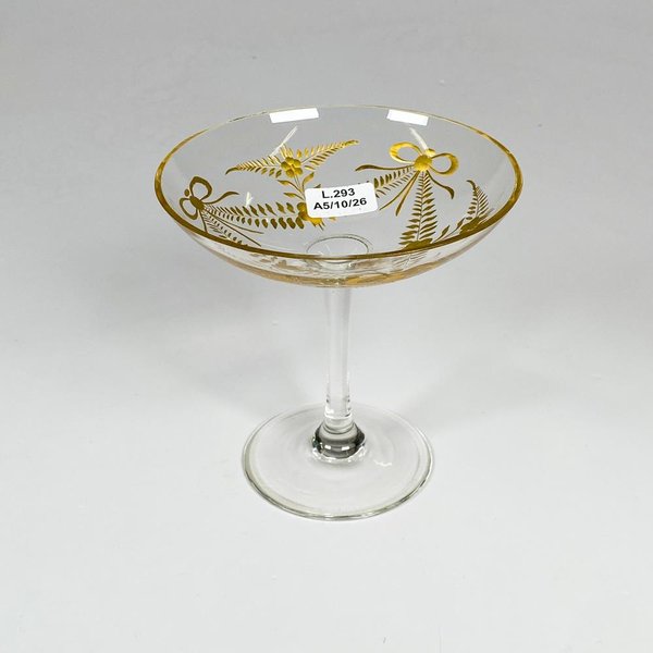 Bombonera de cristal y oro, altura 12 cm