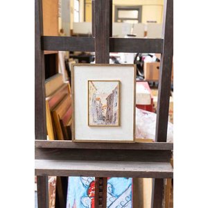 Lote siguiente: Pintura al Óleo "Pueblo" con Marco y Passepartout