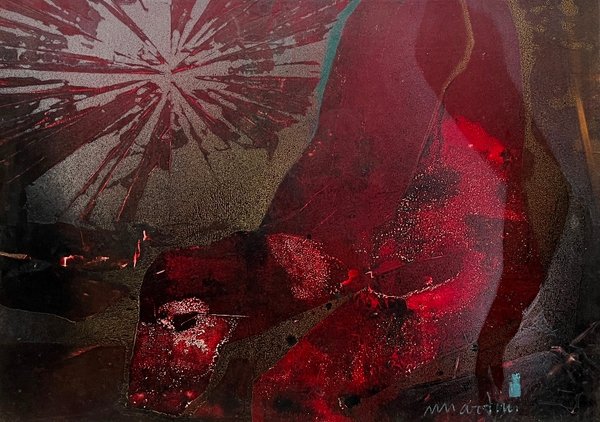 Pintura abstracta de Vicente Martin, 'Abstracto', en cartulina - imagen 1