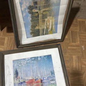 Lote siguiente: Láminas de Barcos y Paisaje Fluvial, Marco Gris