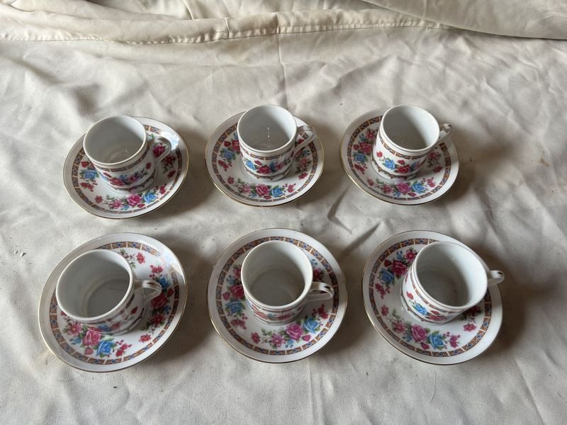 6 tazas chinas con sus platos de porcelana - imagen 2