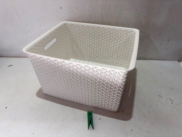 Canasto Organizador Blanco con Diseño Geométrico