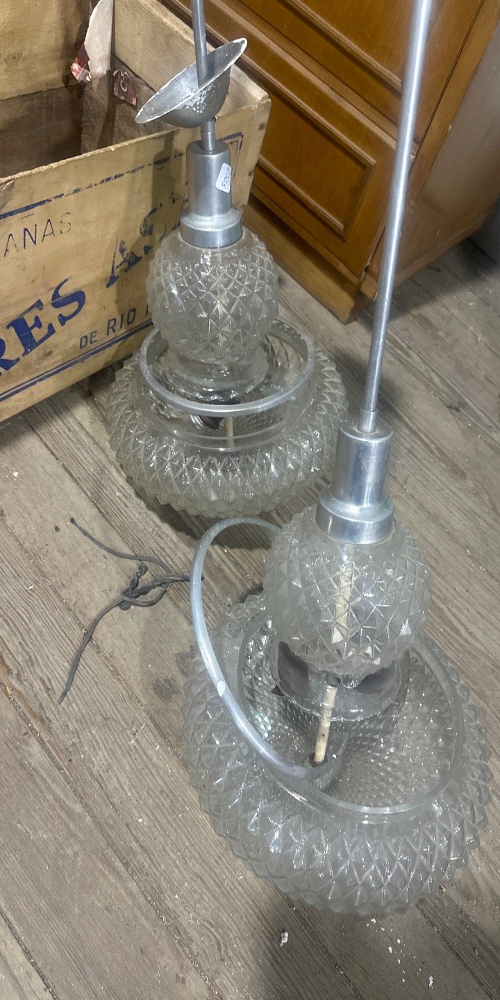 Lámparas Colgantes Vintage de Vidrio Tallado