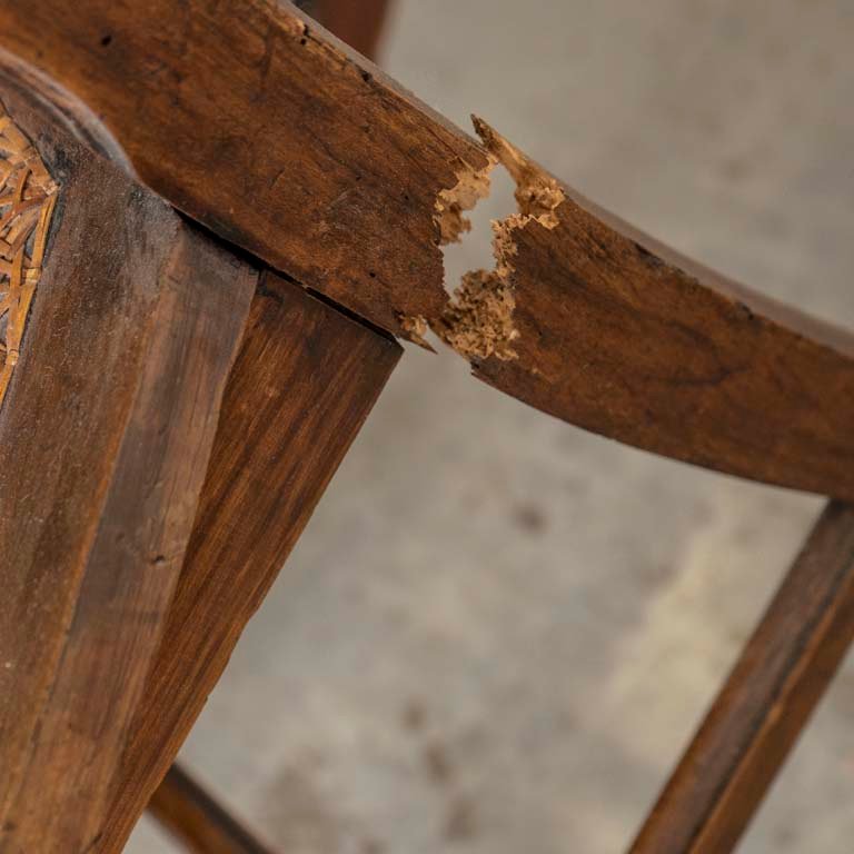 Sillón mecedora con asiento y respaldo esterillados para restaurar - imagen 2
