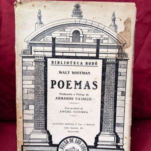 Lote anterior: Poemas de Walt Whitman, Traducción Armando Vasseur, Edición Claudio García y Cía. 1939