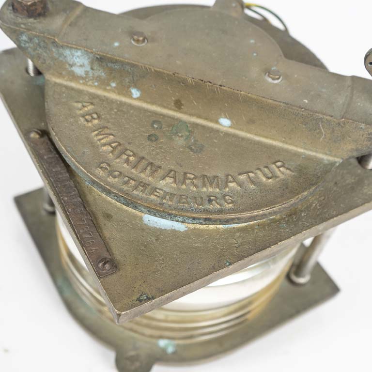 Farol de barco vidrio y bronce para decoración - imagen 2