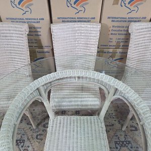 Juego de Comedor de Ratán con Mesa de Vidrio para 4 Personas - imagen 8