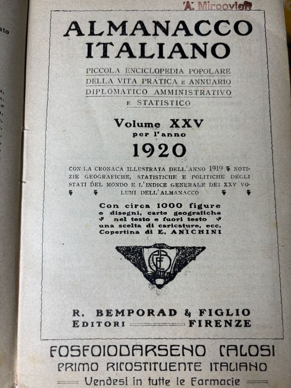 Antiguos Almanaques Italianos de comienzos de Siglo XX - imagen 2