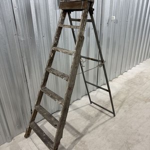 Escalera Tijera Plegable de Madera y Metal con 6 Peldaños - imagen 2
