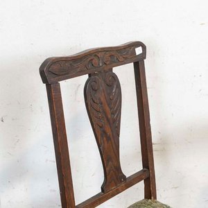 Pedestal Metálico con Tapa de Mármol y Silla Tapizada Antigua - imagen 3