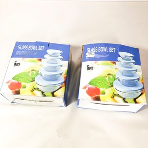 Dos Juegos de Bowls de Vidrio con Tapa Plástica - imagen 3