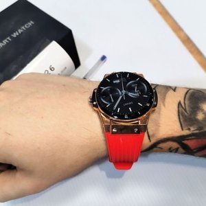Reloj Smartwatch G9 Dorado Metálico con Correa Roja y Accesorios - imagen 6
