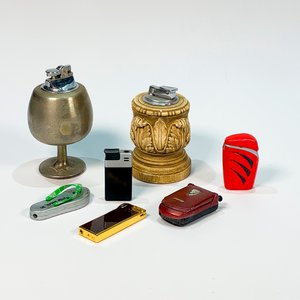 Lote siguiente: Lote de 7 Encendedores Vintage: Zapatilla, Teléfono, Copón y Columna