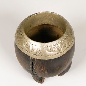 Mate de Madera y Metal con Virola y Cabo de Bastón Decorado - imagen 4
