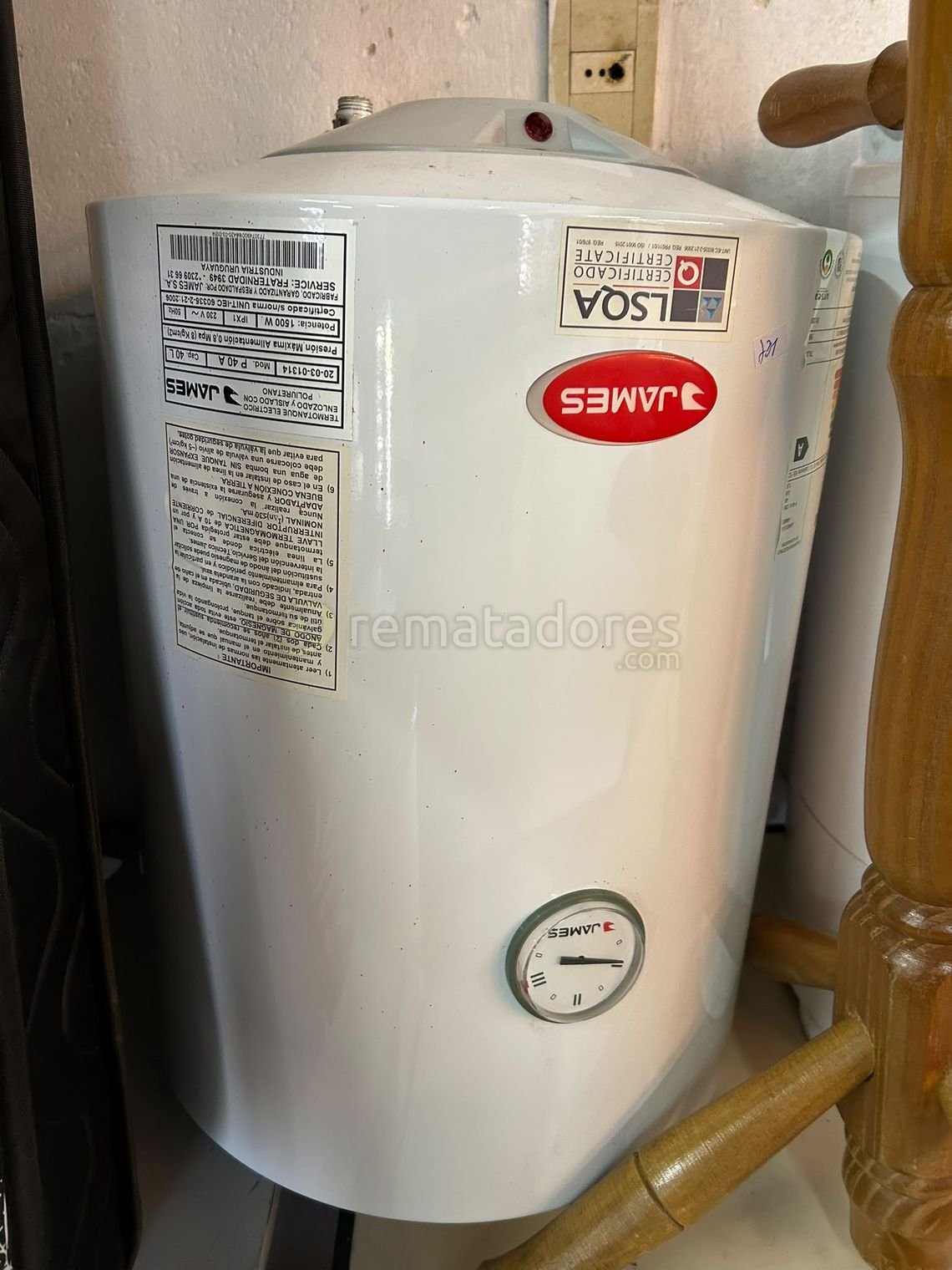 Termotanque Eléctrico James 50 Litros