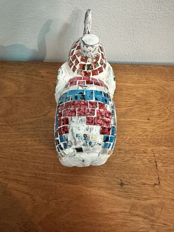 Adorno Mosaico de Elefante en Madera - imagen 5