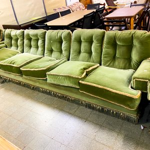 Sofá Modular Verde de Terciopelo con Flecos - imagen 3