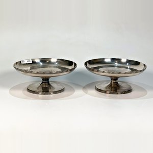 Par de Centros de Mesa Circulares de Metal con Pie Central - Bazar Colón - imagen 2