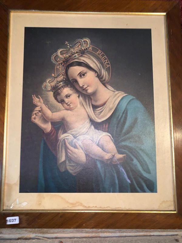 Cuadro religioso de la Virgen del Huerto y Jesús Niño - imagen 2