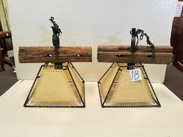 Lámparas de techo rústicas con pantalla de lonja - imagen 2