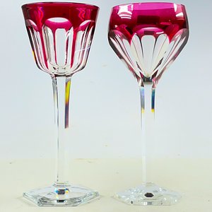 Par de Copas de Cristal Tallado Color Rubí - imagen 3