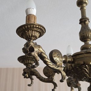 Lámpara de Techo Antigua de Bronce Macizo con Motivo de Animales Mitológicos - imagen 4