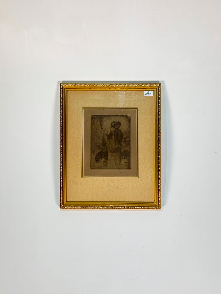 Grabado "Dama y Niño" con Marco Dorado