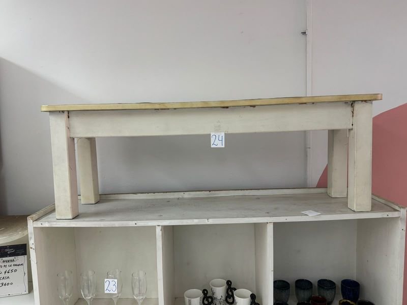 Banco Base Blanco de Madera Rectangular