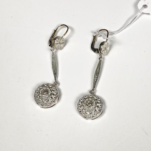 Par de Caravanas Largas de Plata y Oro 18k con Brillantes - imagen 1